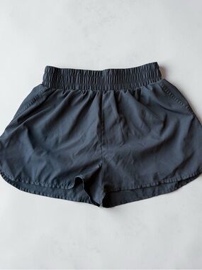 SHEIN Dark Charcoal Elastic-Waist Athletic Shorts